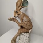 Ceramic Hare sculpture handmade by Gin Durham