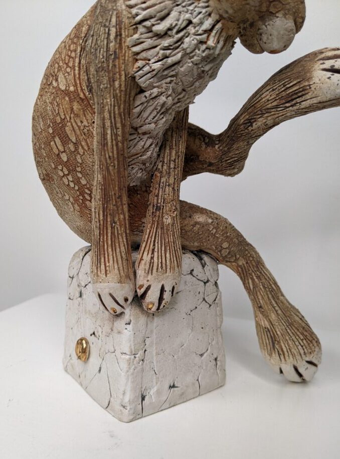 Ceramic Hare sculpture handmade by Gin Durham