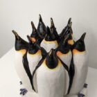 Ceramic Penguin sculpture handmade by Gin Durham