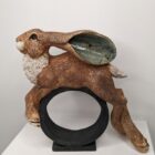 Ceramic Hare sculpture handmade by Gin Durham