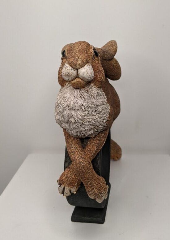 Ceramic Hare sculpture handmade by Gin Durham