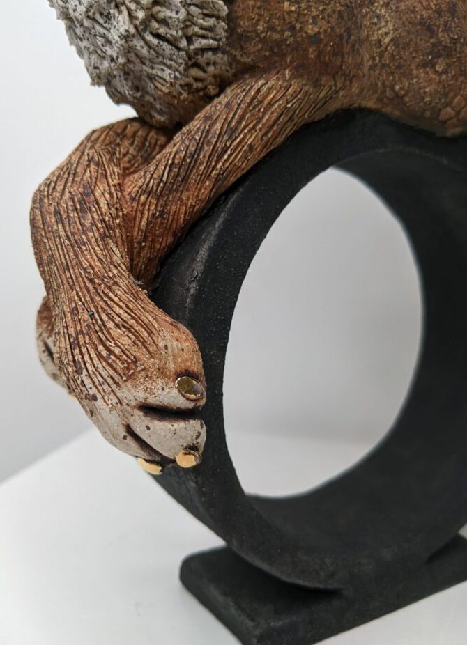 Ceramic Hare sculpture handmade by Gin Durham