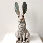 Ceramic Hare sculpture handmade by Gin Durham