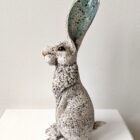 Ceramic Hare sculpture handmade by Gin Durham