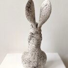 Ceramic Hare sculpture handmade by Gin Durham