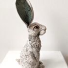 Ceramic Hare sculpture handmade by Gin Durham