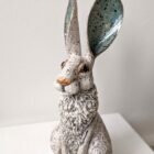 Ceramic Hare sculpture handmade by Gin Durham