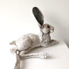 Ceramic Hare sculpture handmade by Gin Durham