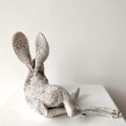 Ceramic Hare sculpture handmade by Gin Durham