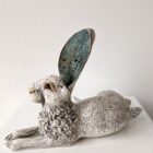 Ceramic Hare sculpture handmade by Gin Durham