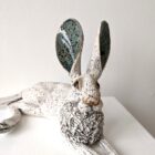Ceramic Hare sculpture handmade by Gin Durham