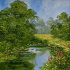 lake district art by terry evans bright spring flowers alongside a slowly flowing river