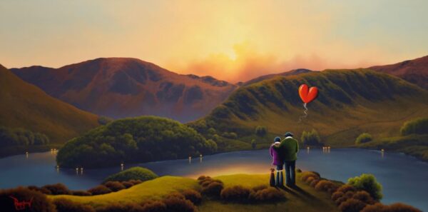 lake district art by david renshaw Sweet Memories Haweswater. of Haweswater Reservoir with Harter Fell - The Rigg Riggindale Rough Crag and High Street.