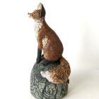 Ceramic Fox sculpture handmade by Gin Durham