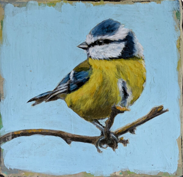 An original acrylic painting on wooden tile by Steve Ferguson.
