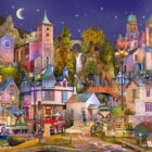 lake district art 3D model painting by irish artist keith drury featuring dozens of well known landmarks like Bridge House, Wordsworth, Moot Hall and Wray Castle ina vibrant colourful display