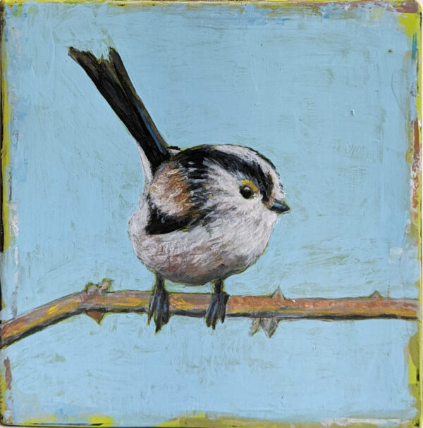 An original acrylic painting on wooden tile by Steve Ferguson.