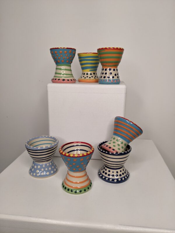 Colourful Egg Cups by Ceramicist Lincoln Kirby Bell