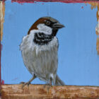 An original acrylic painting on wooden tile by Steve Ferguson.