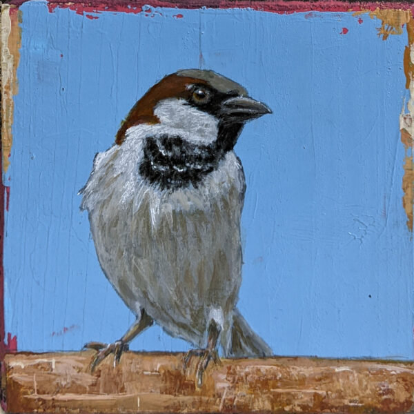 An original acrylic painting on wooden tile by Steve Ferguson.