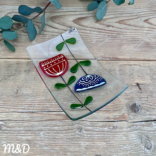 Retro Dish by Mother and Daughter glass. Handmade in Britain.