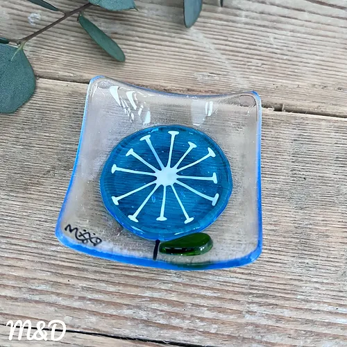 Retro Ring Dish by Mother and Daughter glass. Handmade in Britain.