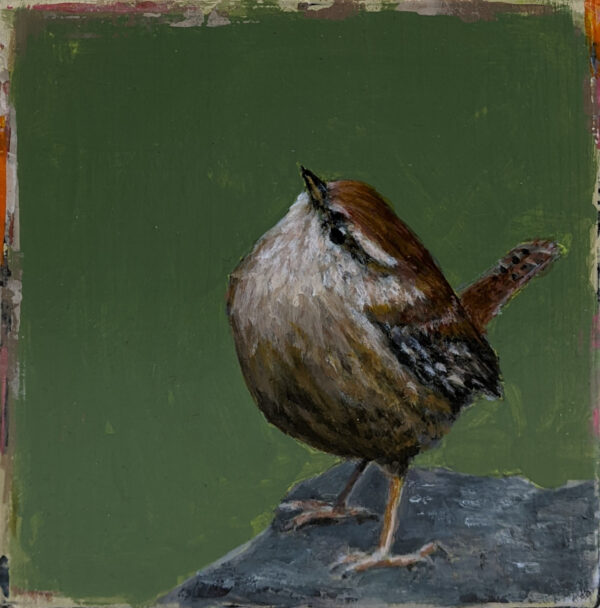 An original acrylic painting on wooden tile by Steve Ferguson.