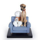 Limited Edition Sculpture by Doug Hyde featuring character and dogs sitting on sofa
