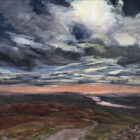 lake district art original acrylic painting on canvas by local artist cally lawson a view across to windermere from ill bell on the kentmere horseshoe