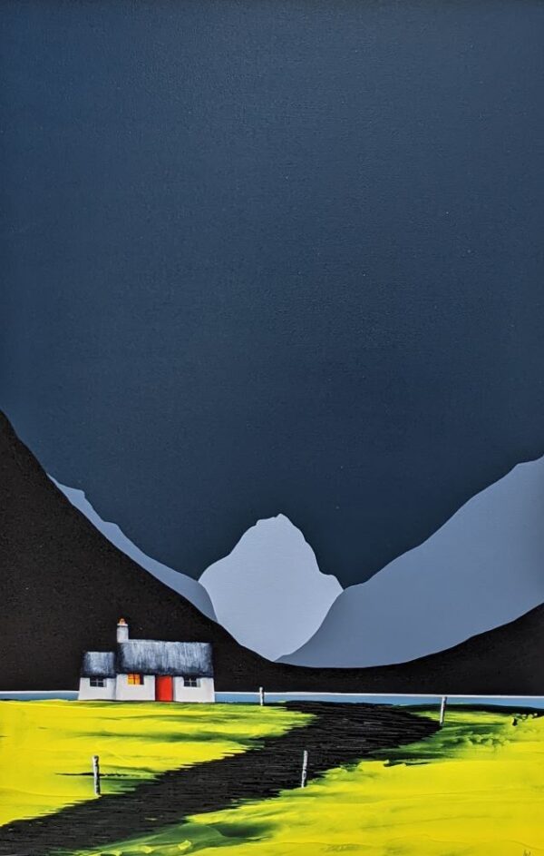 Lake District art by Jay Nottingham. A contemporary acrylic painting of Great Gable & Yewbarrow over Wastwater.