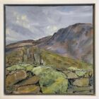 lake district art original acrylic painting on canvas by local artist cally lawson Moss on a Dry Stone Wall St John's in the Vale a contemporary painting near Keswick and Thirlmere
