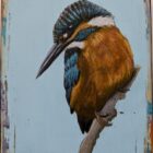 An original acrylic painting on wooden tile by Steve Ferguson.