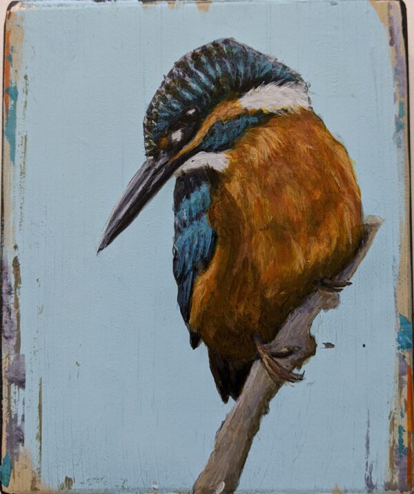 An original acrylic painting on wooden tile by Steve Ferguson.