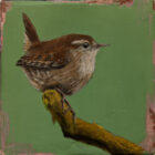 An original acrylic painting on wooden tile by Steve Ferguson.