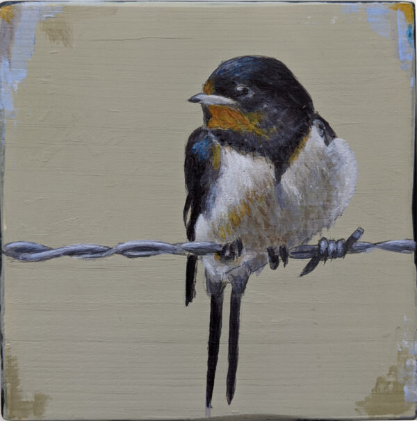 An original acrylic painting on wooden tile by Steve Ferguson.