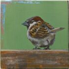 An original acrylic painting on wooden tile by Steve Ferguson.