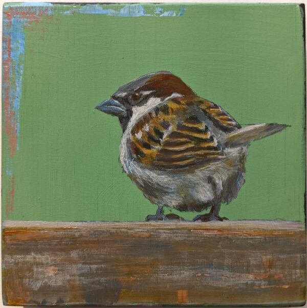An original acrylic painting on wooden tile by Steve Ferguson.