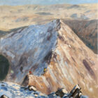 lake district art original oil painting by local artist jeff sudders on canvas striding edge snowy helvellyn ridge red tarn
