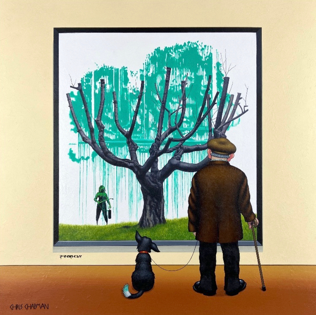 Pranksy - Green Tail by Chris Chapman Limited Edition Giclée Print on Canvas by Chris Chapman in the style of Banksy Green tails. A humorous edition to his gallery museum series. Contemporary art