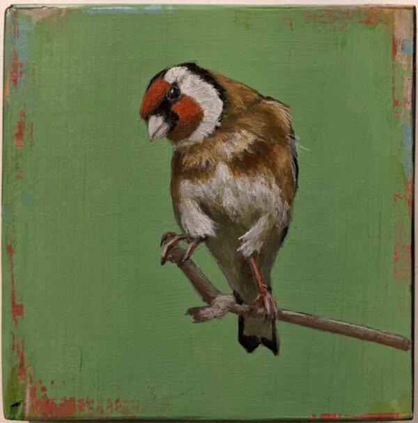 An original acrylic painting on wooden tile by Steve Ferguson.