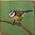 An original acrylic painting on wooden tile by Steve Ferguson.