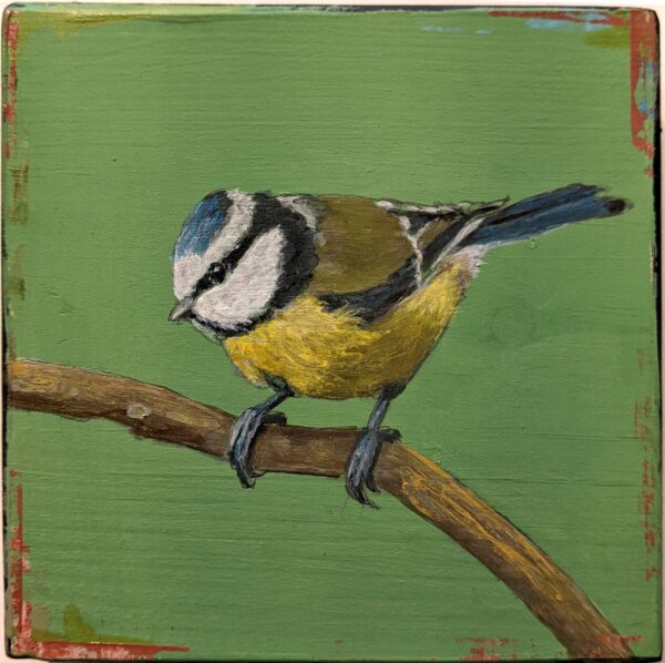 An original acrylic painting on wooden tile by Steve Ferguson.