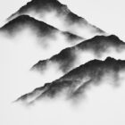 lake district art limited edition print by local artist daniel cooper layered silhouettes of hlm crag fells and mountains around grasmere in charcoal