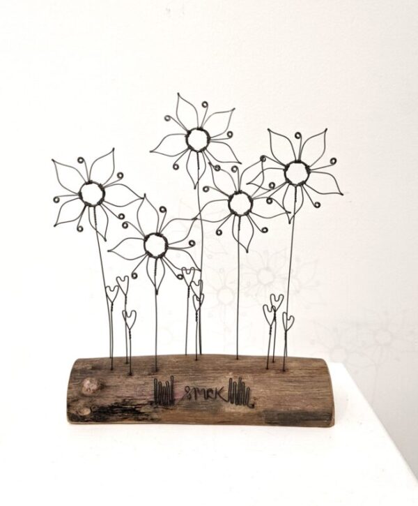 Handmade wire and driftwood sculpture by crafters Wild Grey Art
