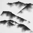 lake district art limited edition print charcoal painting by local artist daniel cooper silhouette outlines of blencathra from threlkeld castlerigg stone circle