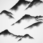 lake district art limited edition print by local artist daniel cooper minimalist charcoal line drawing of mountains around derwentwater skiddaw causey pike catbells