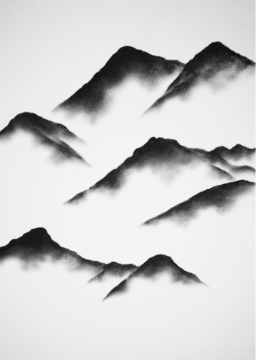 lake district art limited edition print by local artist daniel cooper minimalist charcoal line drawing of mountains around derwentwater skiddaw causey pike catbells
