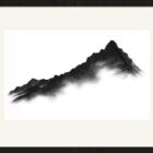 lake district art - limited edition print by local artist daniel cooper minimalist charcoal line work of striding edge from the summit of helvellyn black and white charcoal