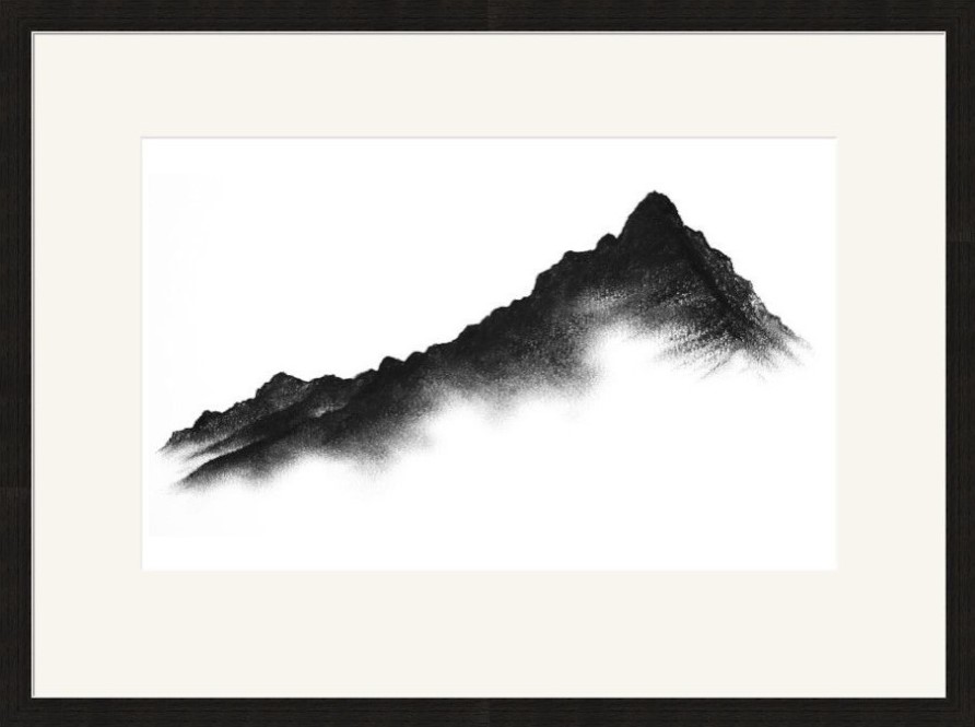 lake district art - limited edition print by local artist daniel cooper minimalist charcoal line work of striding edge from the summit of helvellyn black and white charcoal