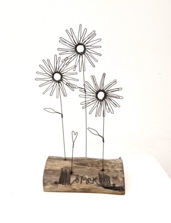 Handmade wire and driftwood sculpture by crafters Wild Grey Art